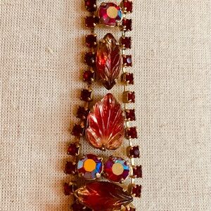 Vintage 1960’s Ruby Red Rhinestone Glass Bracelet JULIANA